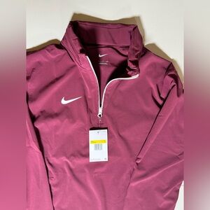 Nike Dri-Fit Quarter Zip Pullover Burgundy Athletic coaches Jacket Mens S